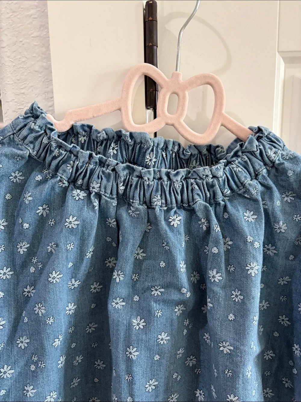 Old Navy Sz5t Blue Denim Floral Elastic Waist Skirt